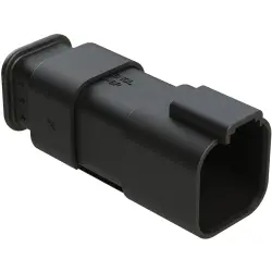 Plug, 6 pole, straight, 2 rows, black, AT04-6P-SR02BLK