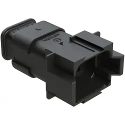 Plug, 8 pole, straight, 2 rows, black, AT04-08PB-SRBK