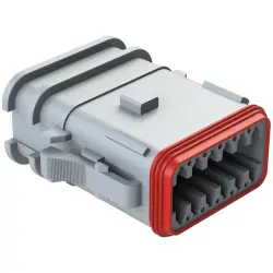 Socket housing, 12 pole, straight, 2 rows, gray, AT06-12SA-OMGRY