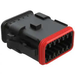 Socket housing, 12 pole, straight, 2 rows, black, AT06-12SA-SR2BK