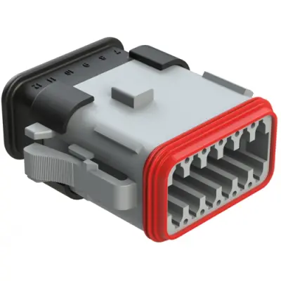 Socket housing, 12 pole, straight, 2 rows, gray, AT06-12SA-SR2GY - 1