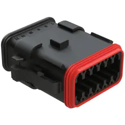 Socket housing, 12 pole, straight, 2 rows, black, AT06-12SA-SRBK