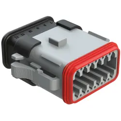 Socket housing, 12 pole, straight, 2 rows, gray/black, AT06-12SA-SRGRY