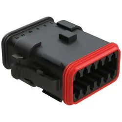 Socket housing, 12 pole, straight, 2 rows, black, AT06-12SB-SR2BK