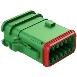 Socket housing, 12 pole, straight, 2 rows, green, AT06-12SC-OMGRN