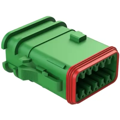 Socket housing, 12 pole, straight, 2 rows, green, AT06-12SC-OMGRN - 1
