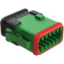 Socket housing, 12 pole, straight, 2 rows, green, AT06-12SC-SR2GN