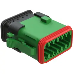 Socket housing, 12 pole, straight, 2 rows, green, AT06-12SC-SRGN