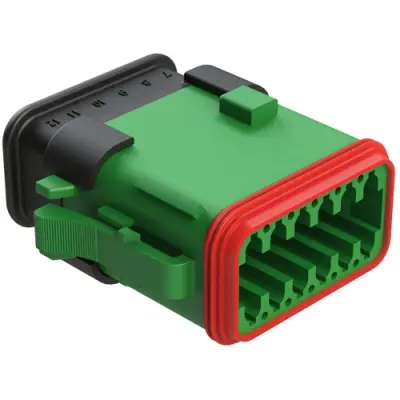 Socket housing, 12 pole, straight, 2 rows, green, AT06-12SC-SRGN - 1