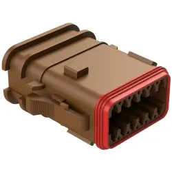 Socket housing, 12 pole, straight, 2 rows, brown, AT06-12SD-OMBRN