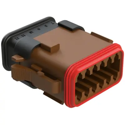 Socket housing, 12 pole, straight, 2 rows, brown, AT06-12SD-SRBR - 1