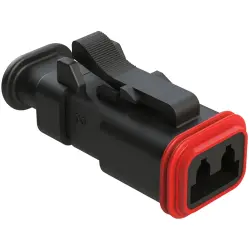 Socket housing, 2 pole, straight, 1 row, black, AT06-2S-SR01BLK