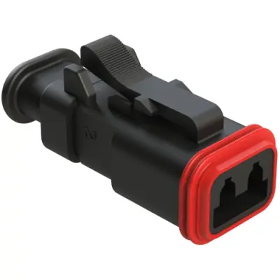 Socket housing, 2 pole, straight, 1 row, black, AT06-2S-SR01BLK - 1