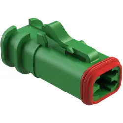 Socket housing, 4 pole, straight, 2 rows, green, AT06-4S-OMGRN