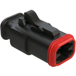 Socket housing, 4 pole, straight, 2 rows, black, AT06-4S-SR01BLK
