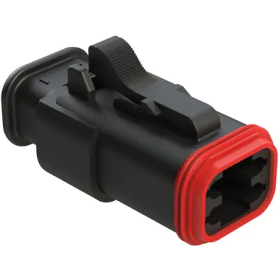 Socket housing, 4 pole, straight, 2 rows, black, AT06-4S-SR01BLK - 1