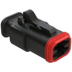 Socket housing, 4 pole, straight, 2 rows, black, AT06-4S-SR02BLK