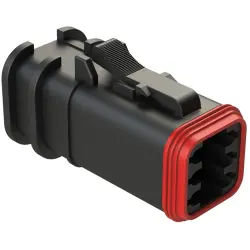 Socket housing, 6 pole, straight, 3 rows, black, AT06-6S-OMBLK