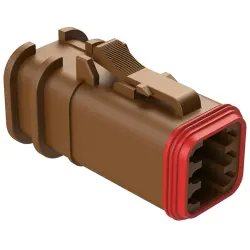 Socket housing, 6 pole, straight, 3 rows, brown, AT06-6S-OMBRN