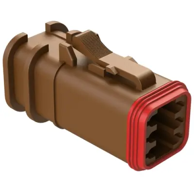 Socket housing, 6 pole, straight, 3 rows, brown, AT06-6S-OMBRN - 1