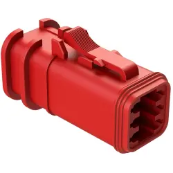 Socket housing, 6 pole, straight, 3 rows, red, AT06-6S-OMRED