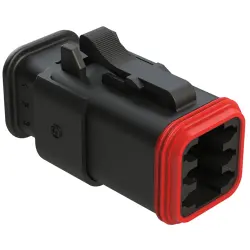 Socket housing, 6 pole, straight, 3 rows, black, AT06-6S-SR01BLK