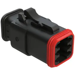 Socket housing, 6 pole, straight, 3 rows, black, AT06-6S-SR02BLK