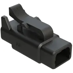 Socket housing, 2 pole, straight, 1 row, black, ATM06-2S-BLK