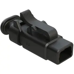Socket housing, 2 pole, straight, 1 row, black, ATM06-2S-SR01BK