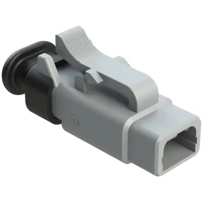 Socket housing, 2 pole, straight, 1 row, gray, ATM06-2S-SR01GY - 1