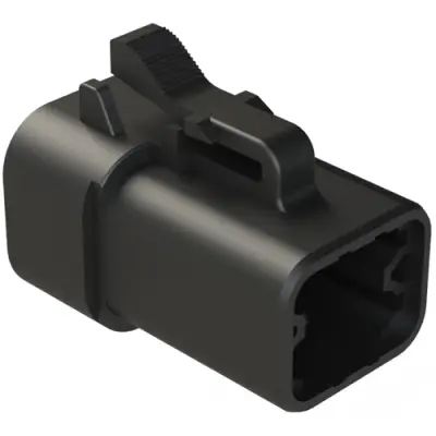 Socket housing, 4 pole, straight, 2 rows, black, ATP06-4S-BLK - 1