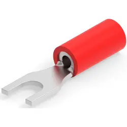 Insulated forked cable lug, 0.3-1.42 mm², AWG 22 to 16, 3.68 mm, M3.5, red, 8-1377173-5