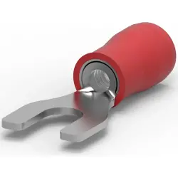 Insulated forked cable lug, 0.3-1.42 mm², AWG 22, 4.17 mm, M4, red, 8-32050-1