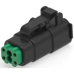 Socket, 4 pole, straight, 2 rows, black, DTMH06-4SC