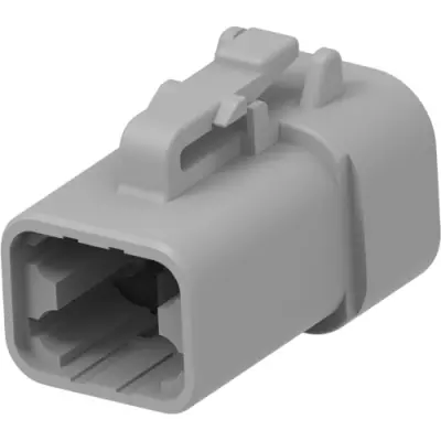 Socket, 4 pole, straight, 2 rows, gray, DTP06-4S - 1