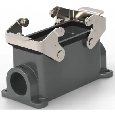 Housing, size HB16, die-cast aluminum, M25, angled, clip locking, IP65, T1440161125-000 - 1