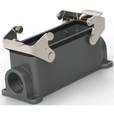 Housing, size HB24, die-cast aluminum, 2 x M25, angled, clip locking, IP65, T1440241225-000 - 1