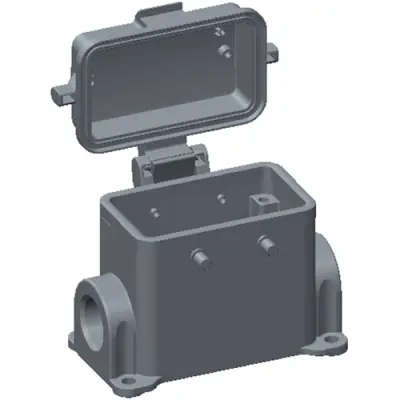 Housing, size HB10, die-cast aluminum, 2 x PG16, angled, clip locking, IP65, T1460100116-000 - 1