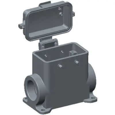 Housing, size HB10, die-cast aluminum, 2 x M25, angled, clip locking, IP65, T1490100221-000 - 1