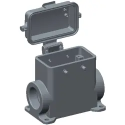 Housing, size HB10, die-cast aluminum, 2 x M25, angled, clip locking, IP65, T1490100221-000