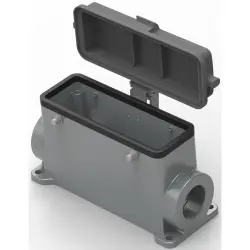 Housing, size HB24, die-cast aluminum, PG29, angled, clip locking, IP65, T1490240129-000