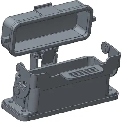 Housing, size HA16, die-cast aluminum, clip locking, IP65, T1519161000-000 - 1