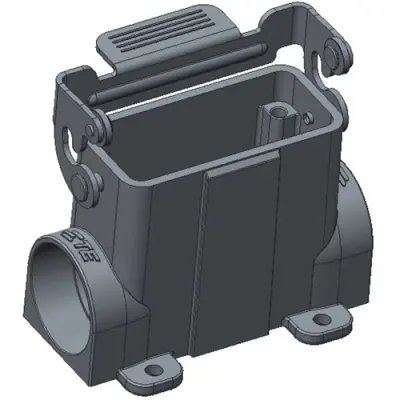 Housing, size HA10, die-cast aluminum, M20, angled, clip locking, IP65, T1619101120-000 - 1
