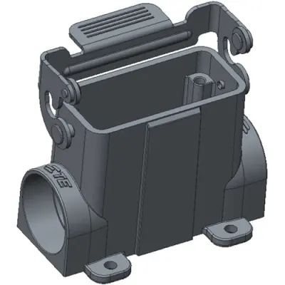 Housing, size HA10, die-cast aluminum, M25, angled, clip locking, IP65, T1619101125-000 - 1