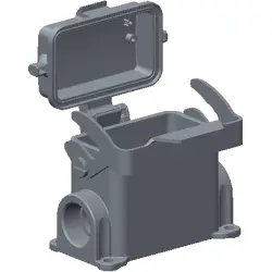 Housing, size HB10, die-cast aluminum, 2 x PG16, angled, clip locking, IP65, T1620103216-000