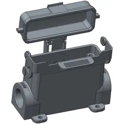 Housing, size HA16, die-cast aluminum, M25, angled, clip locking, IP65, T1629161125-000