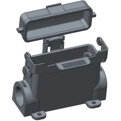 Housing, size HA16, die-cast aluminum, 2 x M25, angled, clip locking, IP65, T1629163225-000 - 1