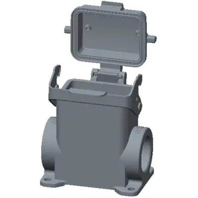 Housing, size HB6, die-cast aluminum, 2 x PG21, angled, clip locking, IP65, T1660063221-000 - 1