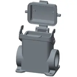 Housing, size HB6, die-cast aluminum, 2 x PG21, angled, clip locking, IP65, T1660063221-000