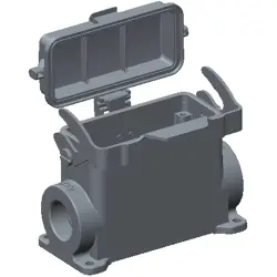Housing, size HB16, die-cast aluminum, PG29, angled, clip locking, IP65, T1660163129-000